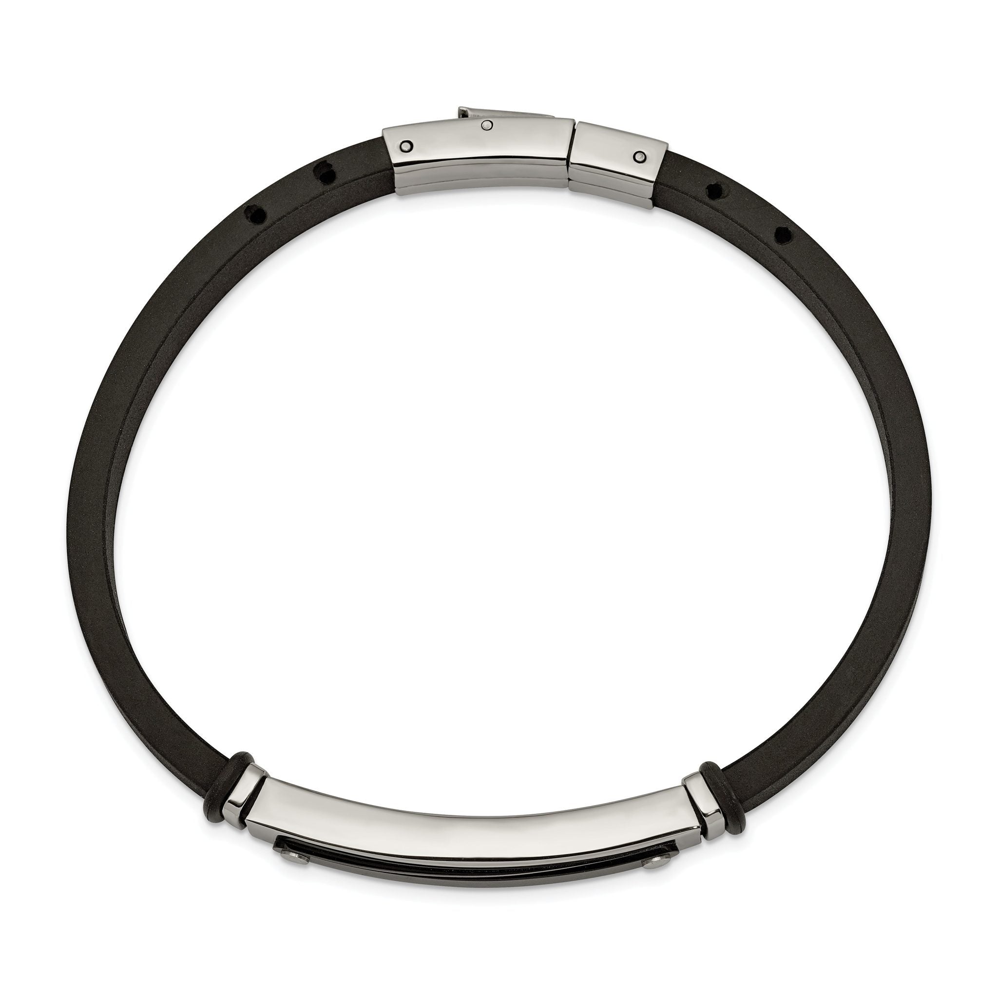 Stainless Steel Polished Black IP-plated Black Rubber Bracelet for Men Secondary image