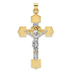 14k Two-tone Polished Solid INRI Crucifix Pendant