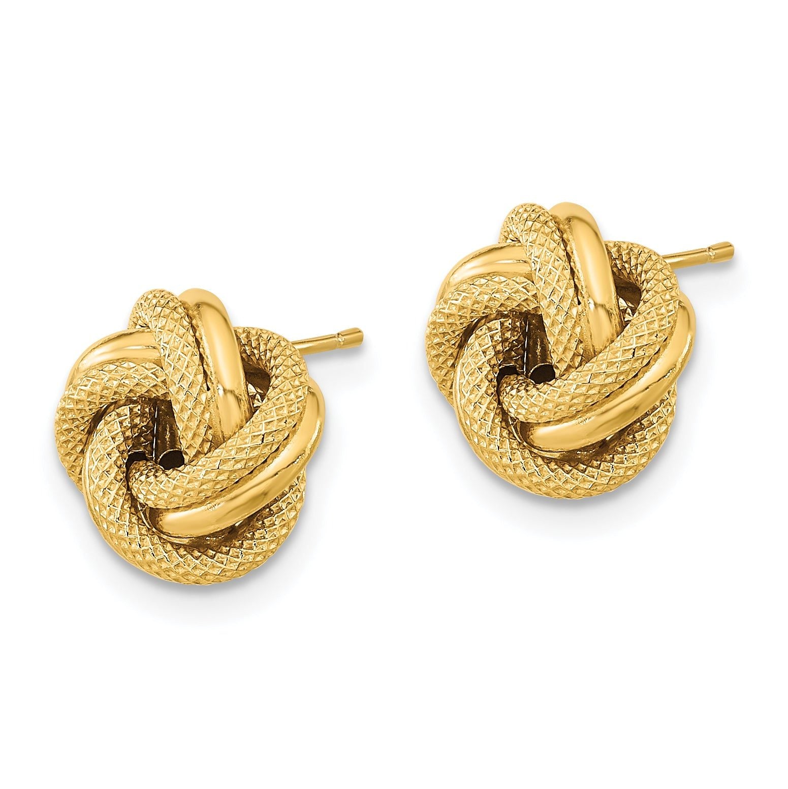 14k Polished Textured Double Love Knot Post Earrings Secondary image