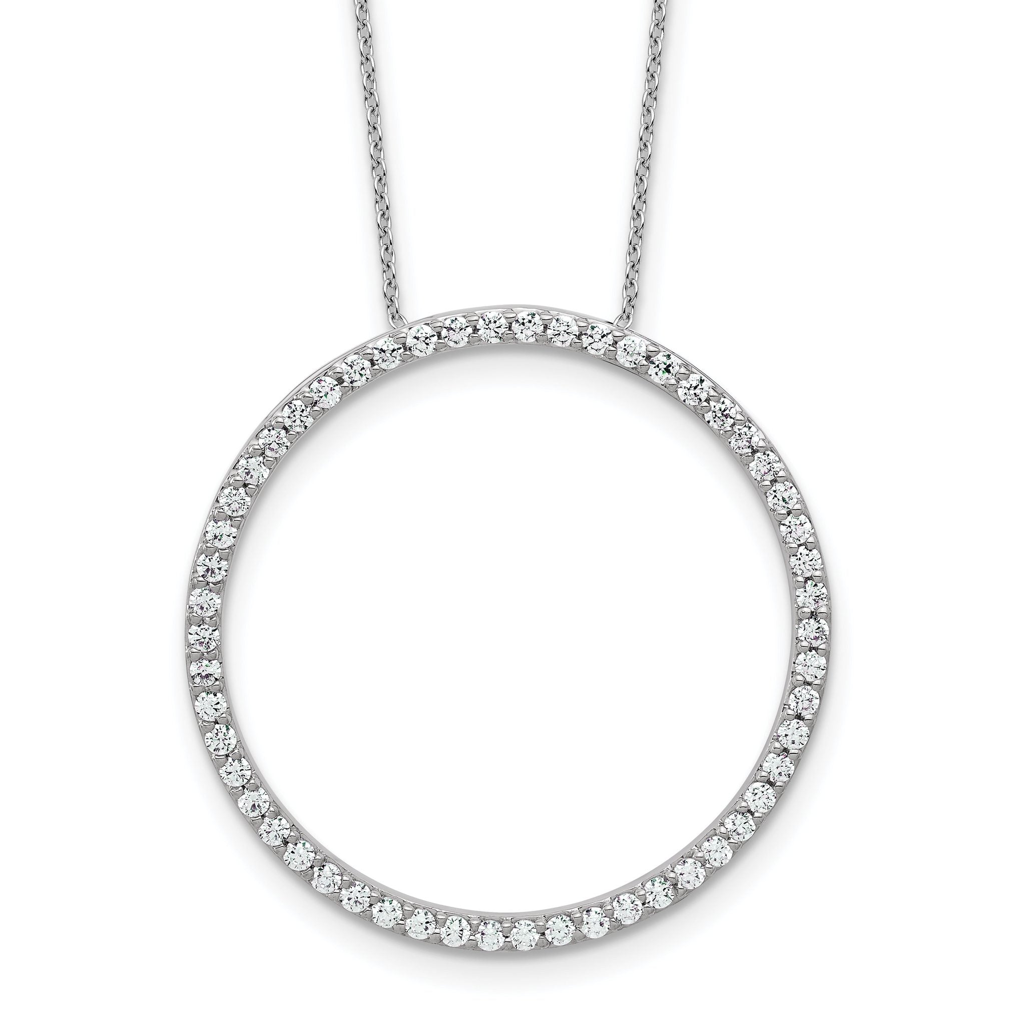 14k White Gold 1 carat Lab Grown Diamond VS/SI+ G+ Complete 18 inch Circle Slide Necklace Main image