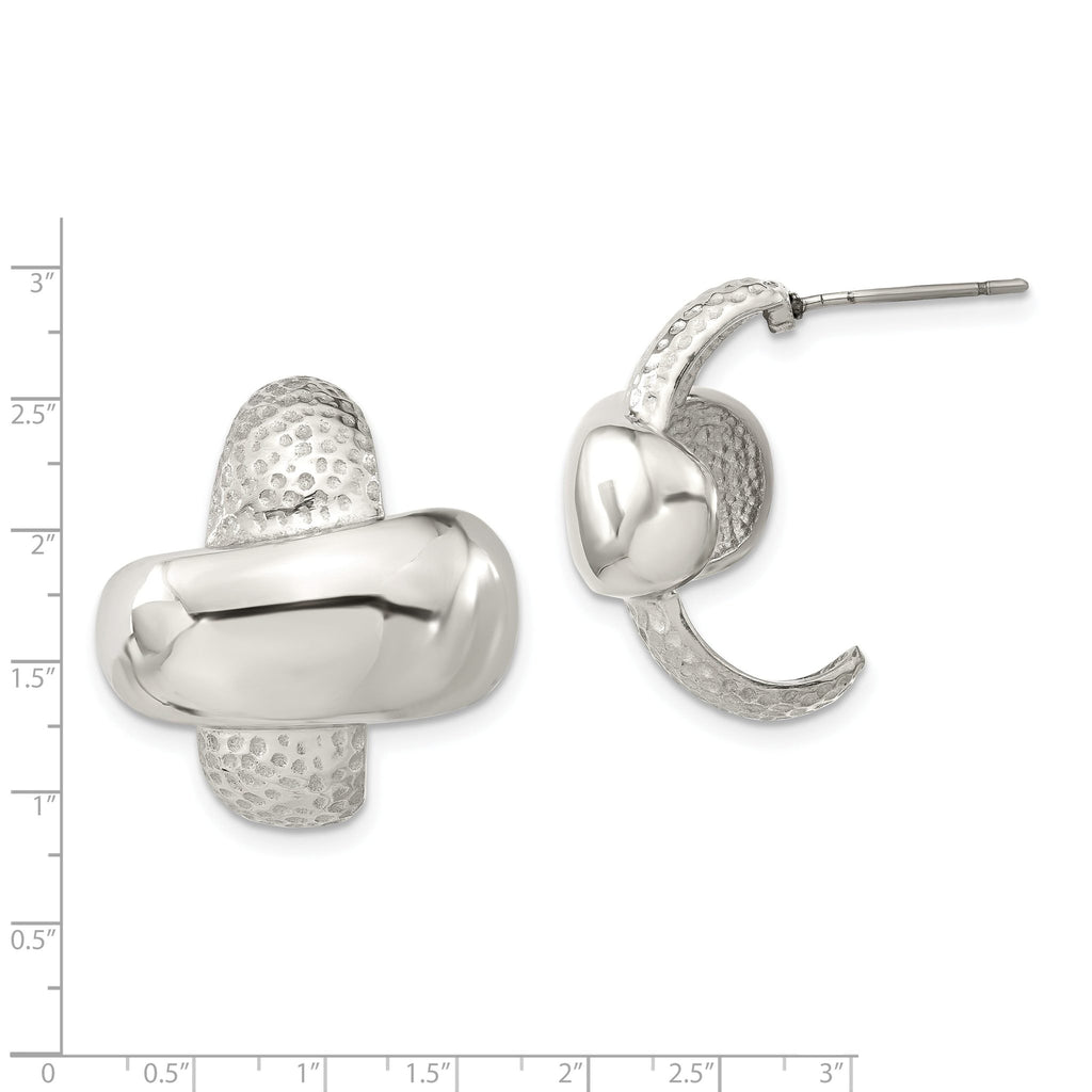 Stainless Steel Polished Textured Button Earrings for Women