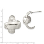 Stainless Steel Polished Textured Button Earrings for Women
