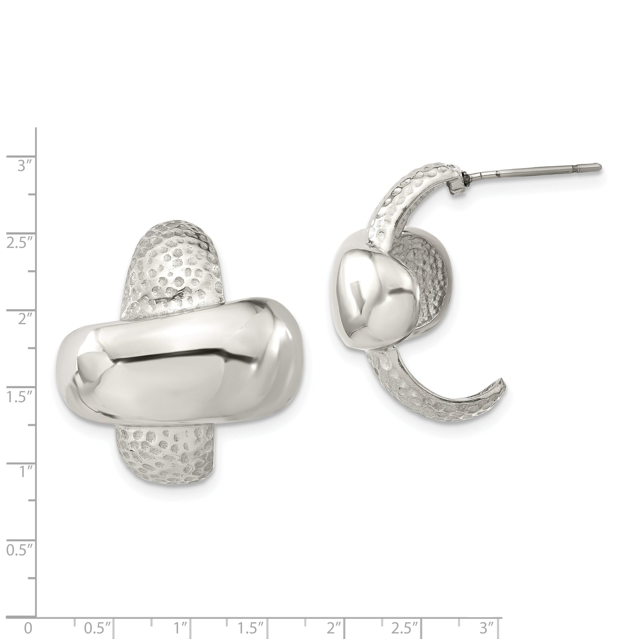 Stainless Steel Polished Textured Button Earrings for Women