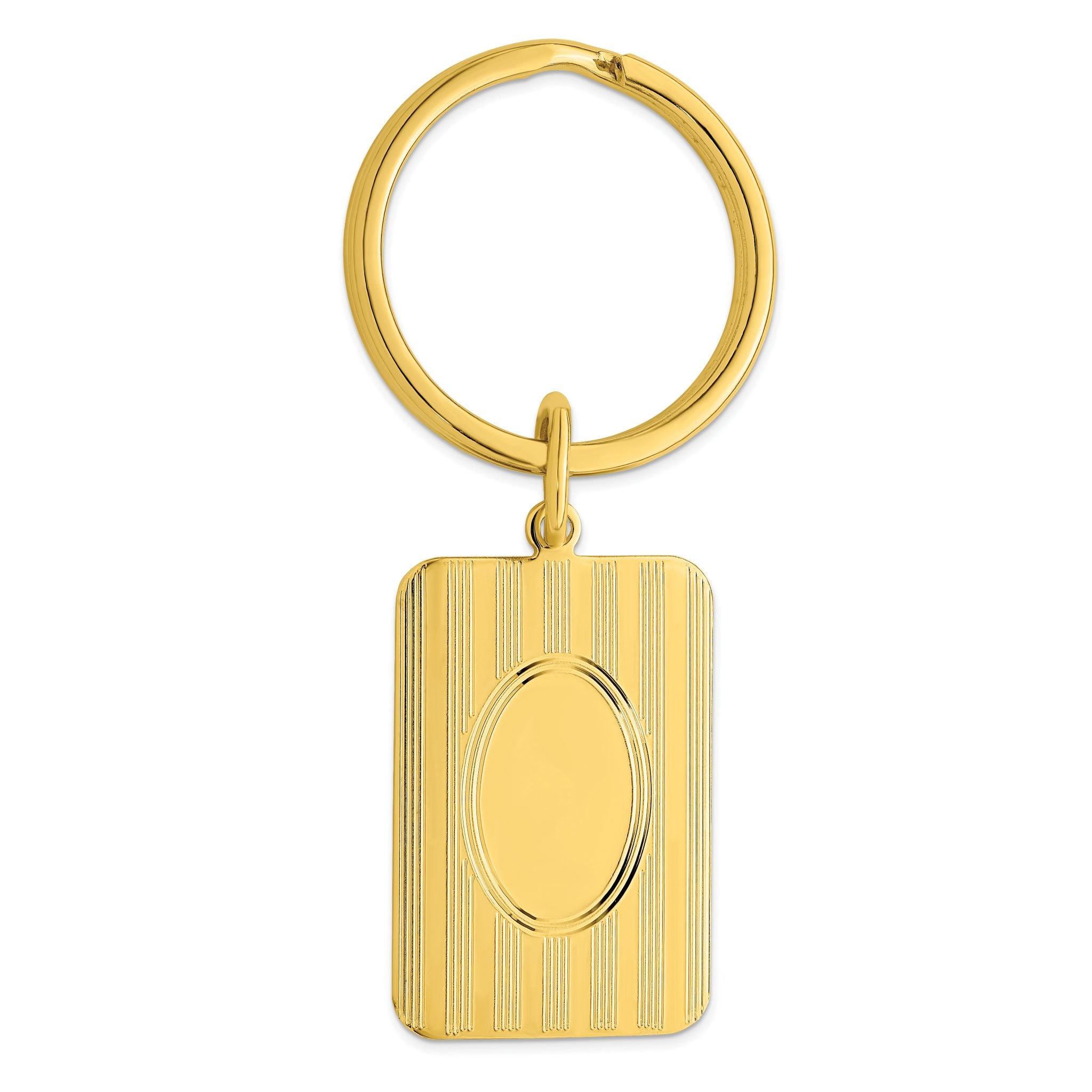Gold-plated Kelly Waters Horizontal Lines with Engravable Oval Key Ring Main image
