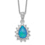 Cheryl Sterling Silver Rhodium-Plated Necklace with Lab Blue Opal and CZ Accents