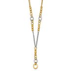 14K w/White RH Polished Fancy 2-Strand Oval Link Necklace