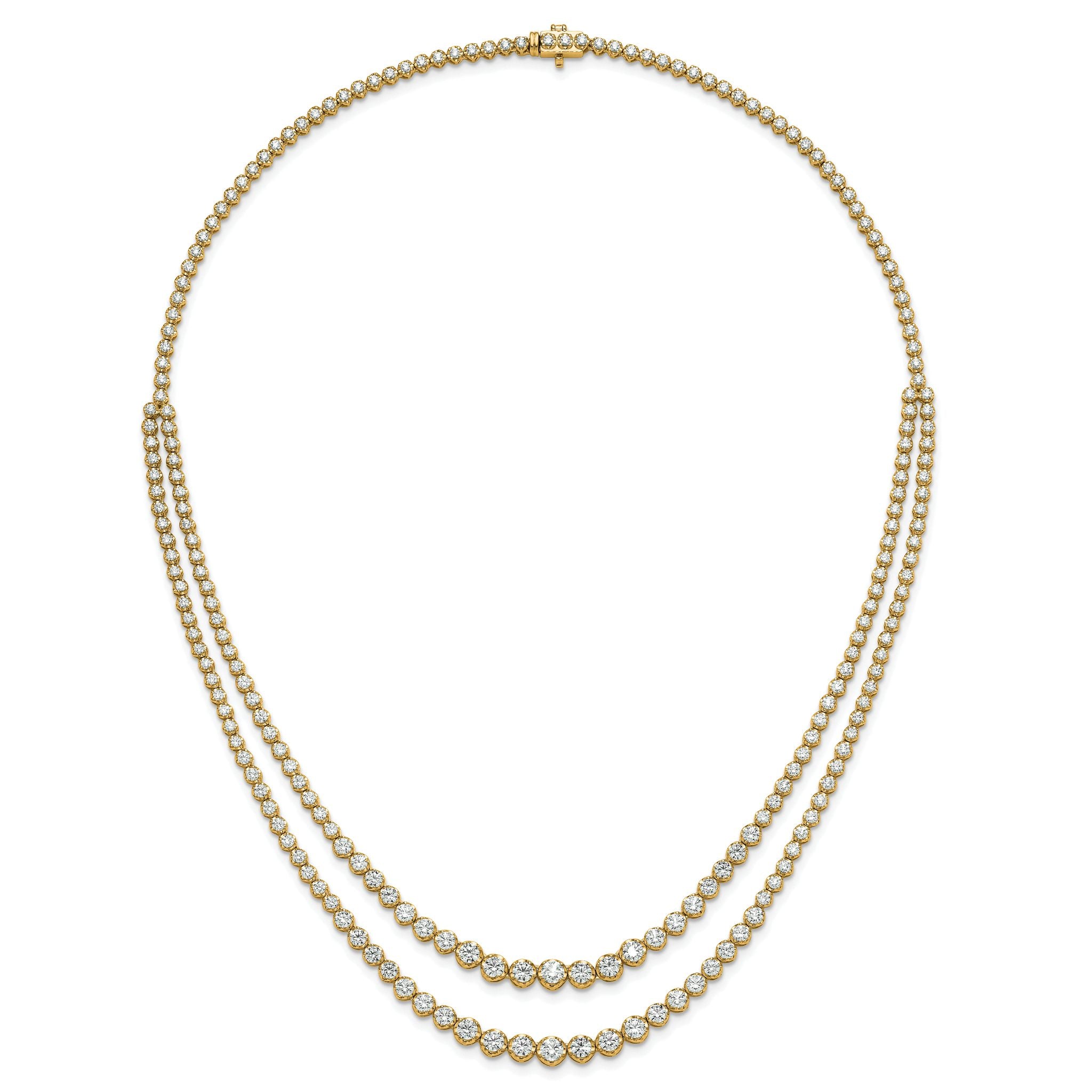 14k 15 1/2 carat Certified Lab Grown Diamond VS+ F+ Complete 20 inch Graduated Layered Tennis Necklace