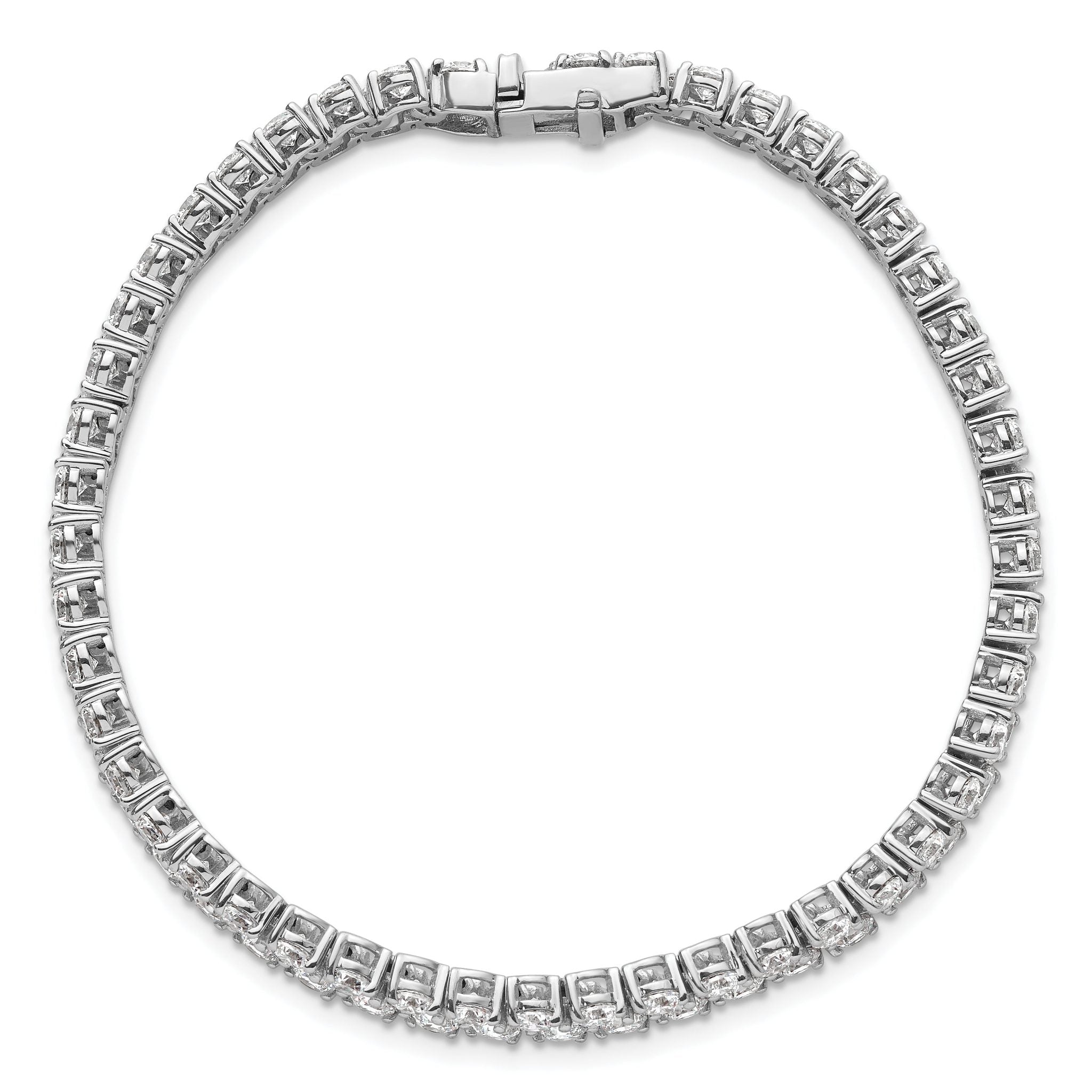 14k White Gold 10 1/2 carat Lab Grown Diamond VS+ F+ Complete Round Double Row Tennis Bracelet
