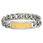 Chisel Stainless Steel Polished and Matte Yellow IP-plated with CZ 24 inchNecklace and Bracelet Set
