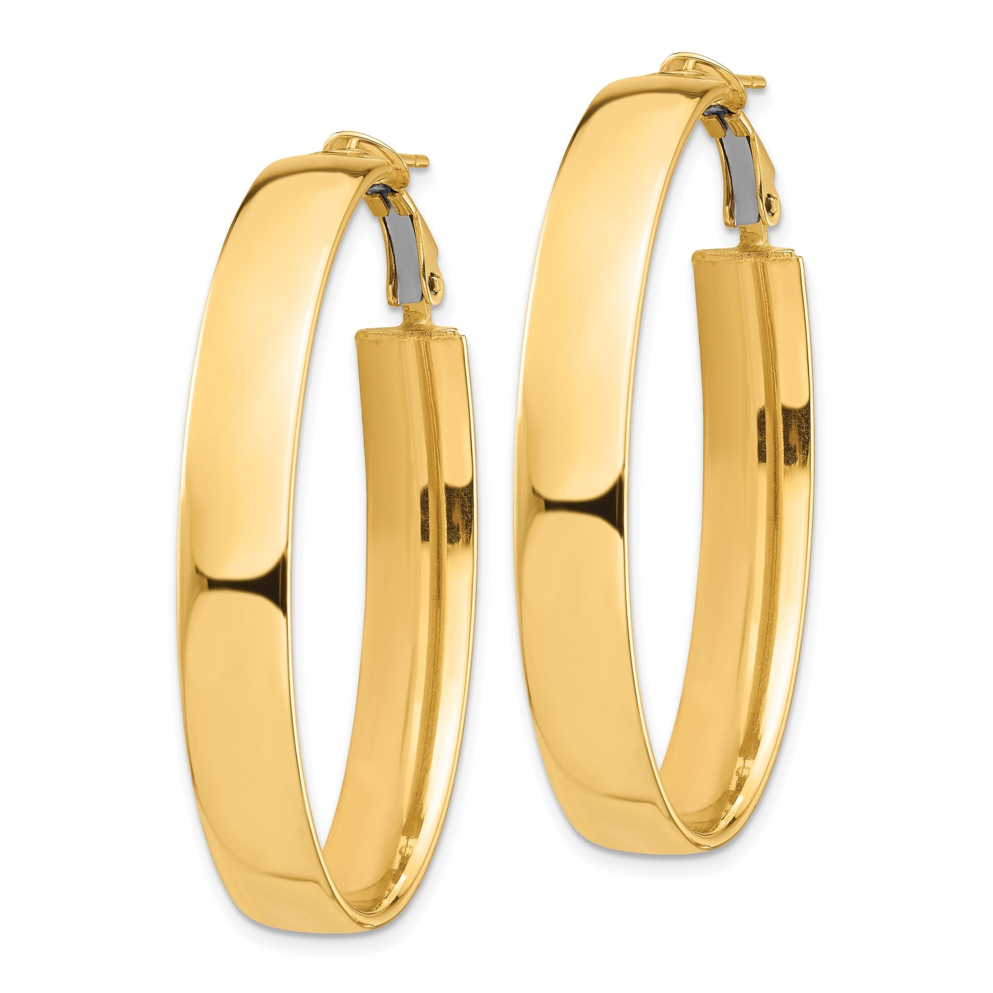 14k High Polished 7mm Omega Back Oval Hoop Earrings Secondary image