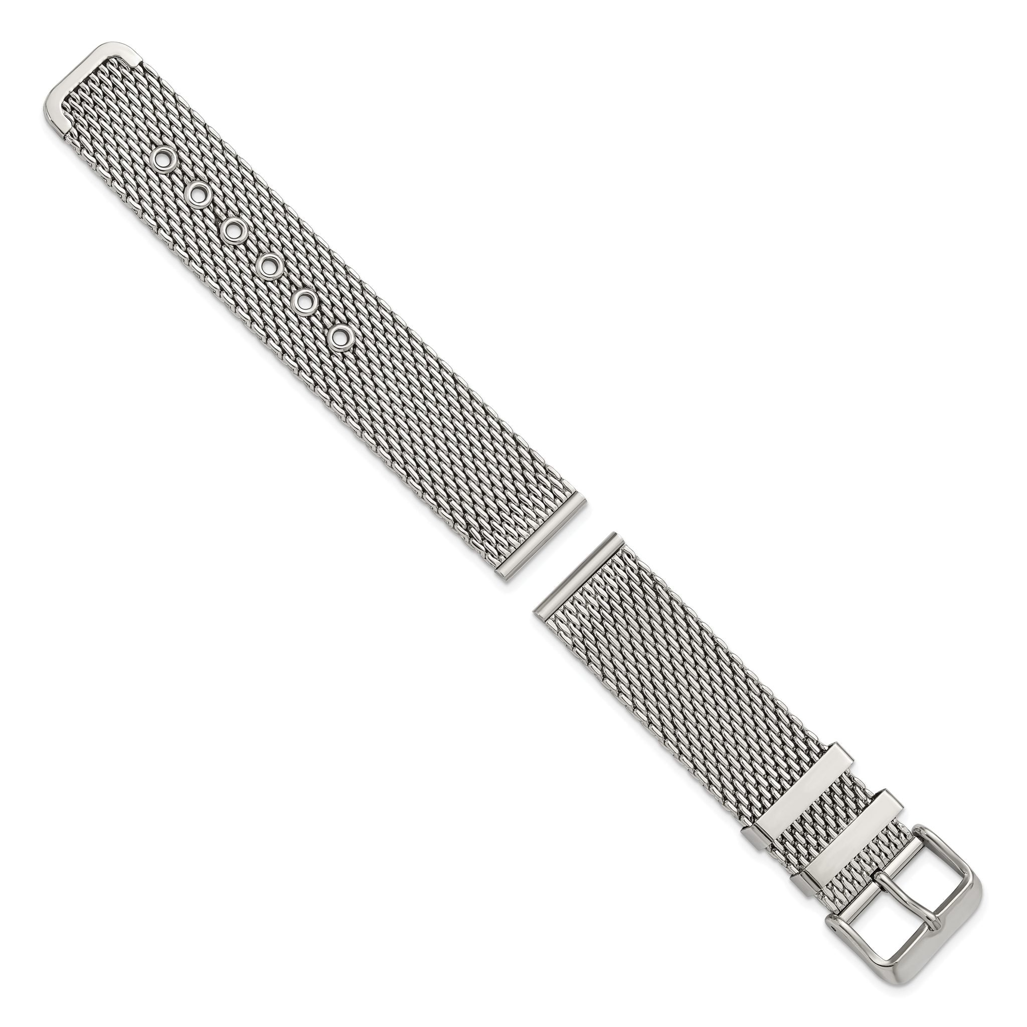 Two-Piece Mesh Watch Strap in Stainless Steel, 22mm