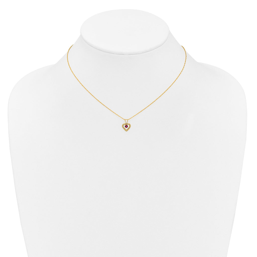 10k Madi K 3mm Ruby Heart Birthstone Necklace