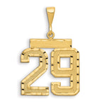 Large Number 29 Charm in 14K Yellow Gold, Brushed & Diamond-Cut - Sophia Jewelers