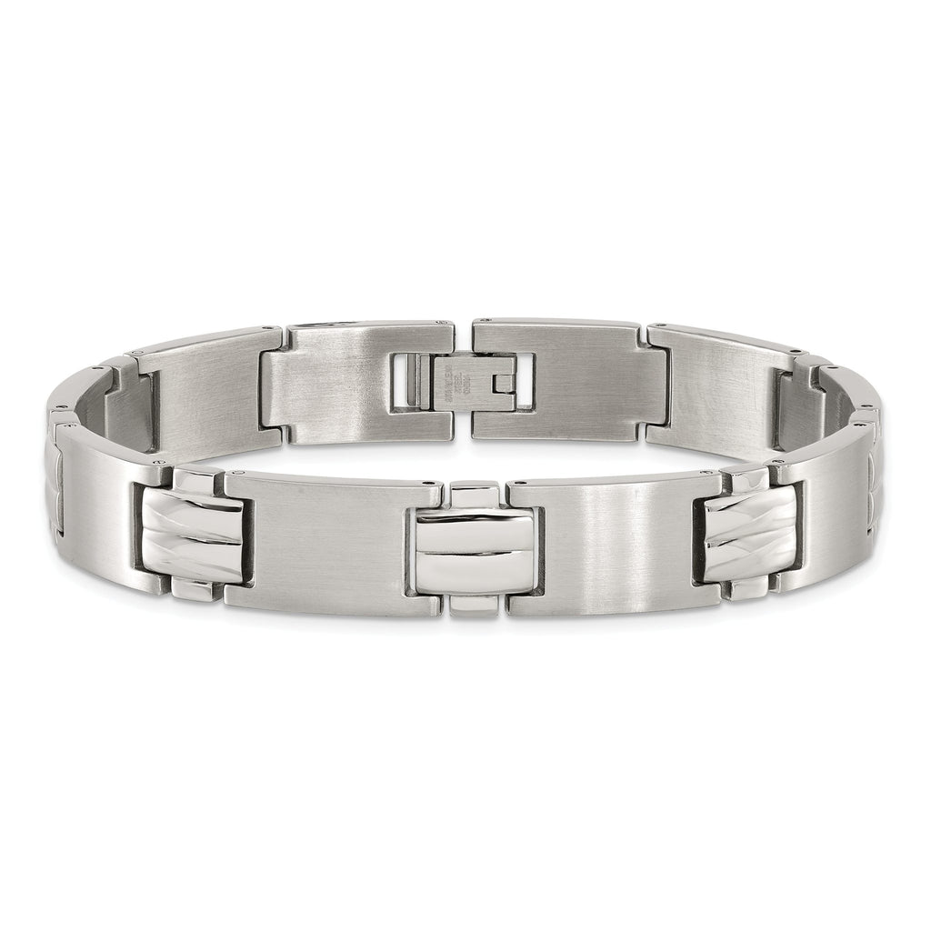 Stainless Steel Brushed and Polished Link Bracelet for Men