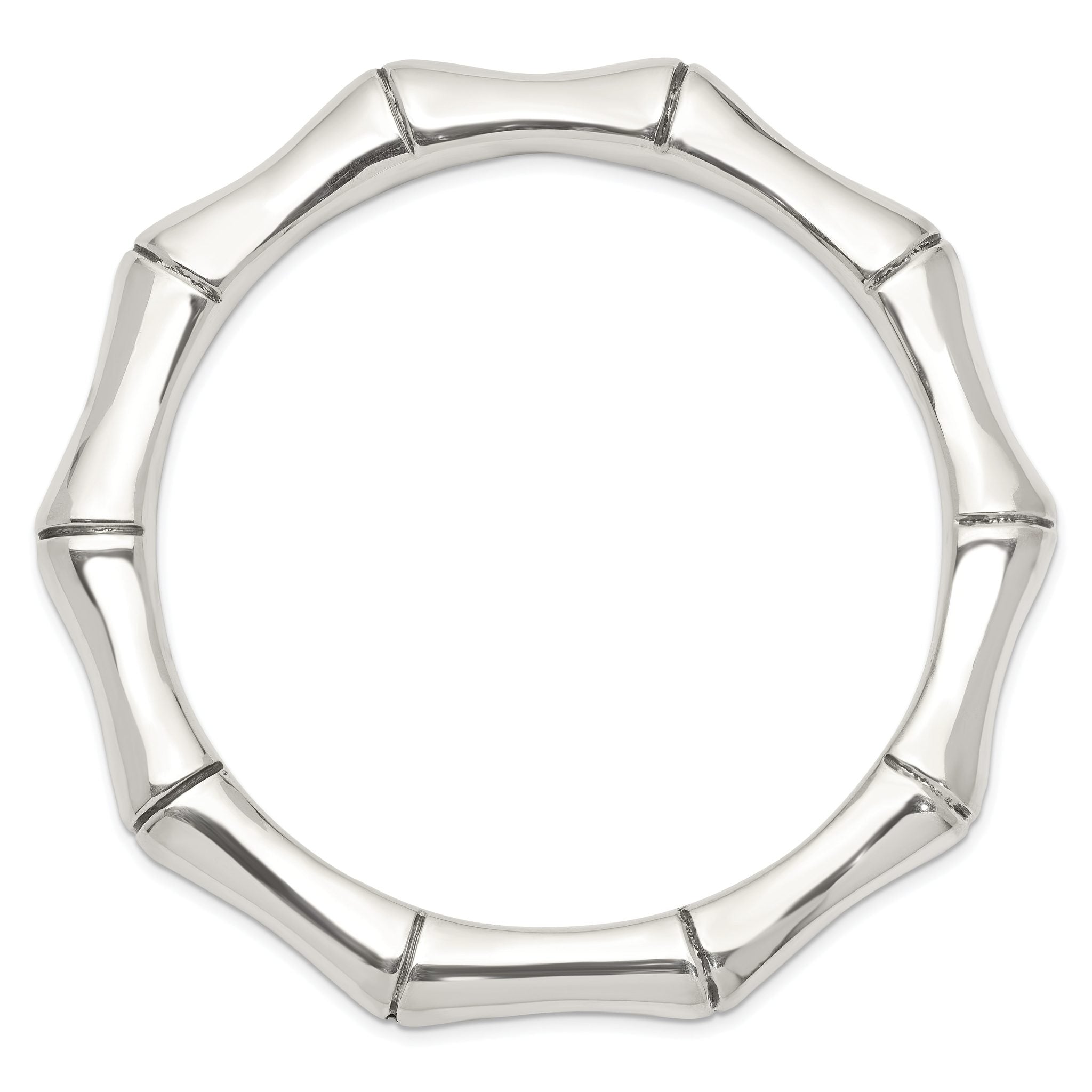 Sterling Silver Polished Bamboo Slip-on Bangle Secondary image