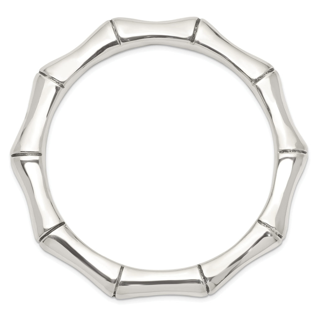 Sterling Silver Polished Bamboo Slip-on Bangle