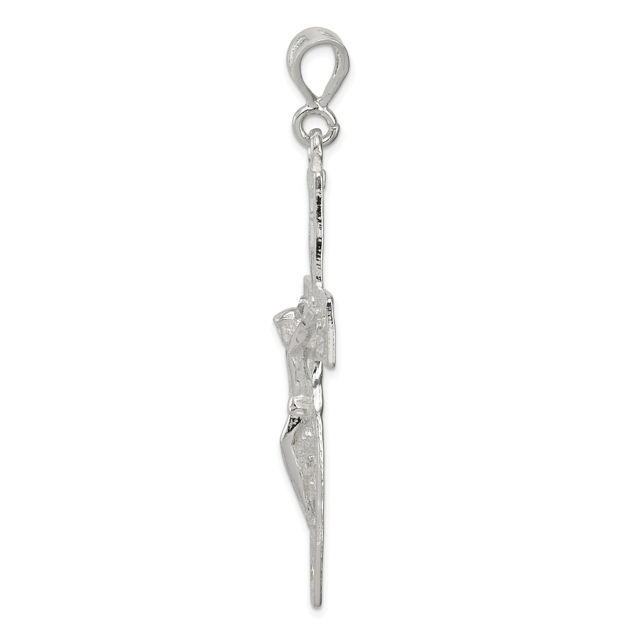 Sterling Silver 925 Polished Crucifix Pendant with Anti-Tarnish Finish