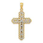 14K Two-Tone Gold Polished Cross Pendant with Elegant Layered Design