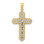 14K Two-Tone Gold Polished Cross Pendant with Elegant Layered Design