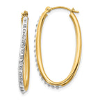 14K Gold Diamond Fascination Oval Twist Hoop Earrings  Polished, Elegant Design