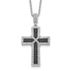 Sophia Jewelers Sterling Silver CZ Cross Necklace with Rhodium & Extender