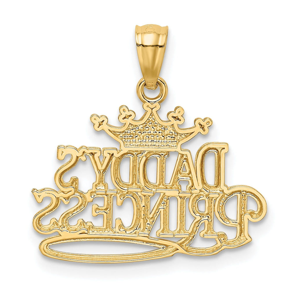 14K Gold & Rhodium DADDY'S PRINCESS Pendant with White Accents Casted, Solid Design