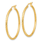 10K Gold Diamond-Cut Hoop Earrings Elegant Polished 2mm Tube Design for Women