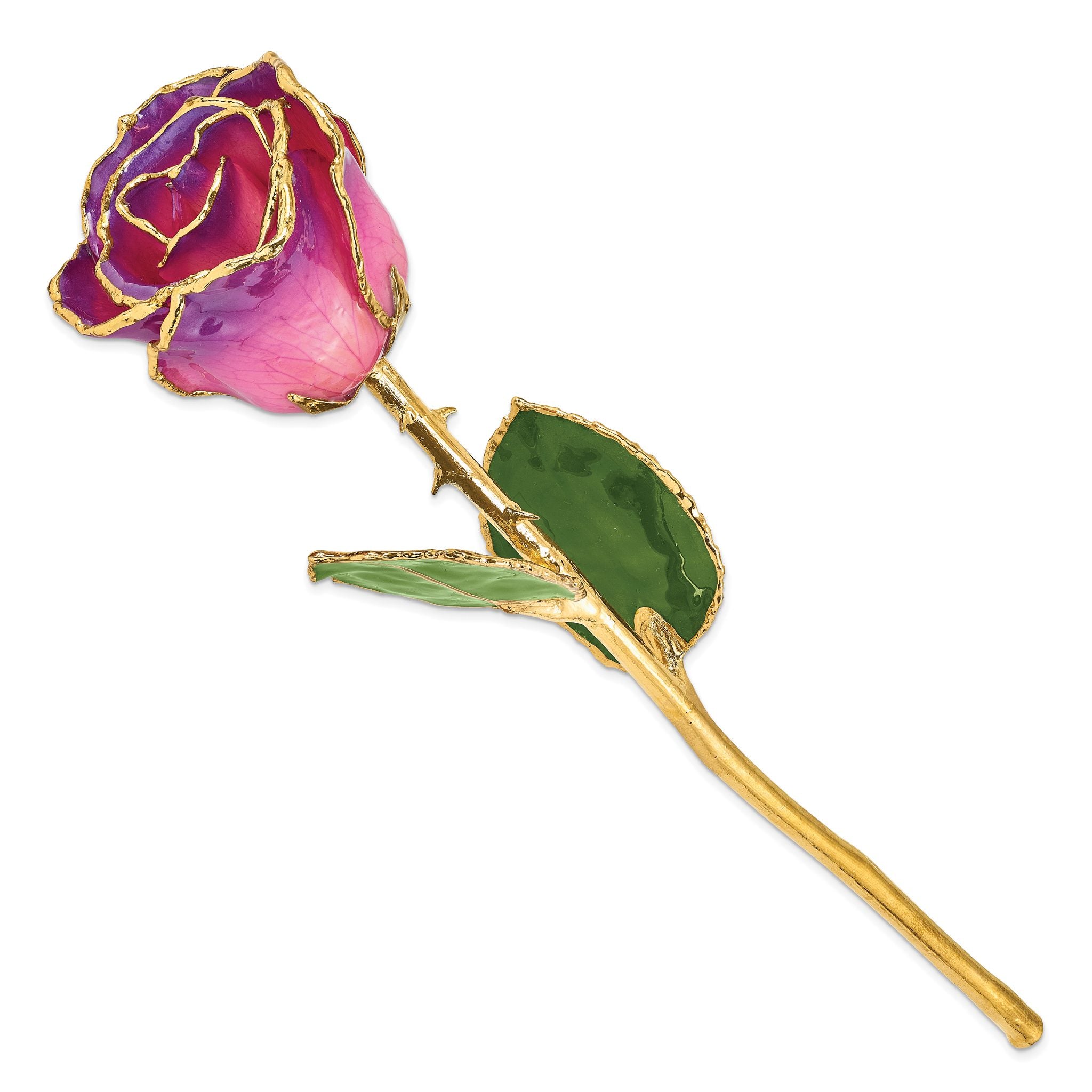 Lacquer Dipped Gold Trimmed Pink Amethyst Real Rose Secondary image