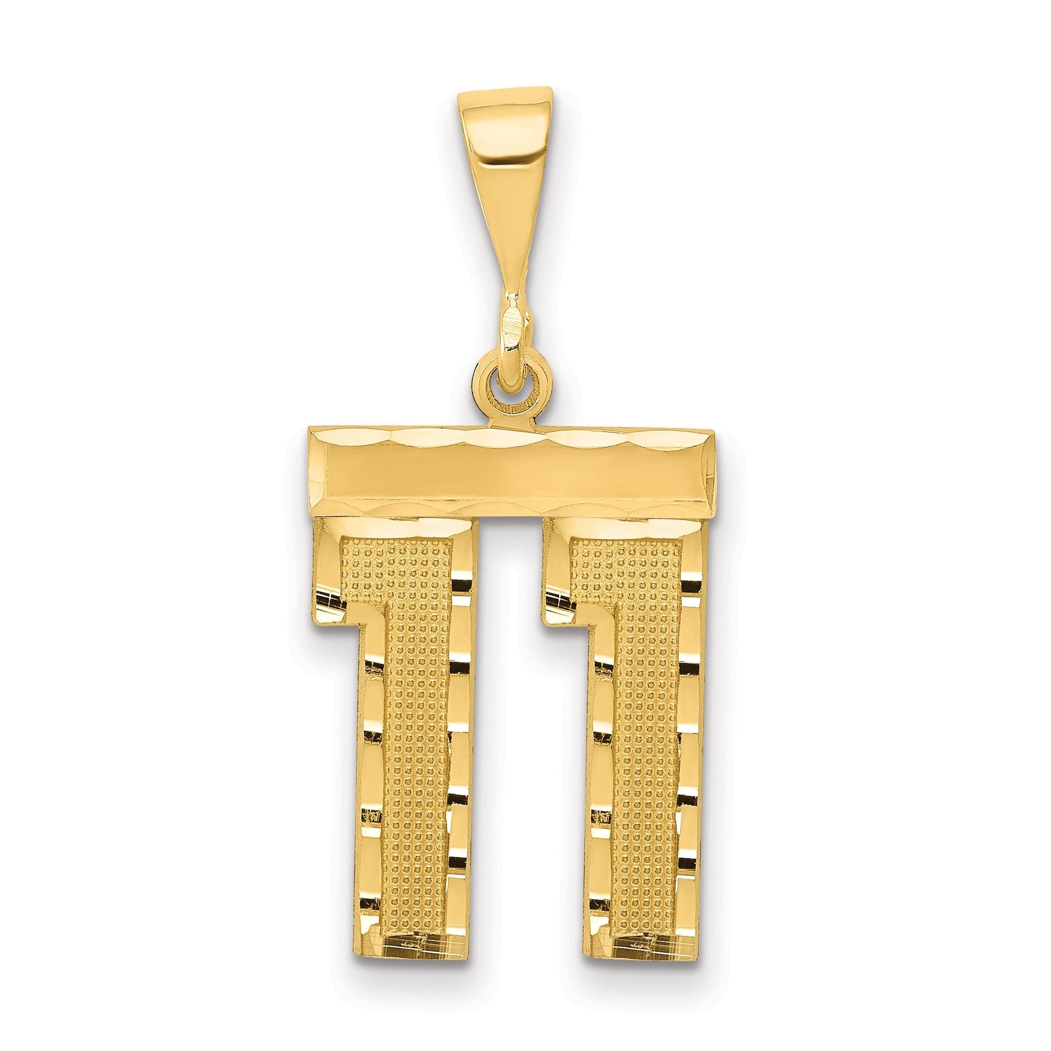 14K Gold Medium Diamond-Cut Number 11 Charm with Polished Finish Main image