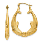 14K Gold Polished Dolphin Hoop Earrings for Women Elegant Style