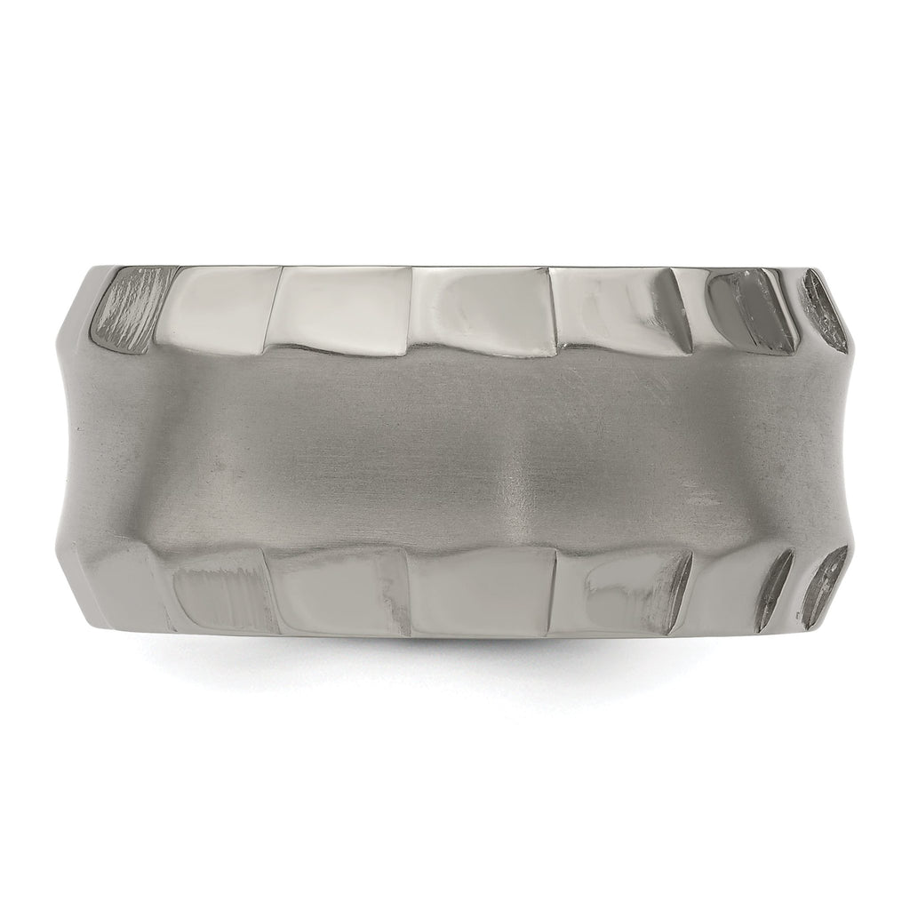 Edward Mirell Titanium Faceted Edge Brushed/Polished 12mm Concave Band