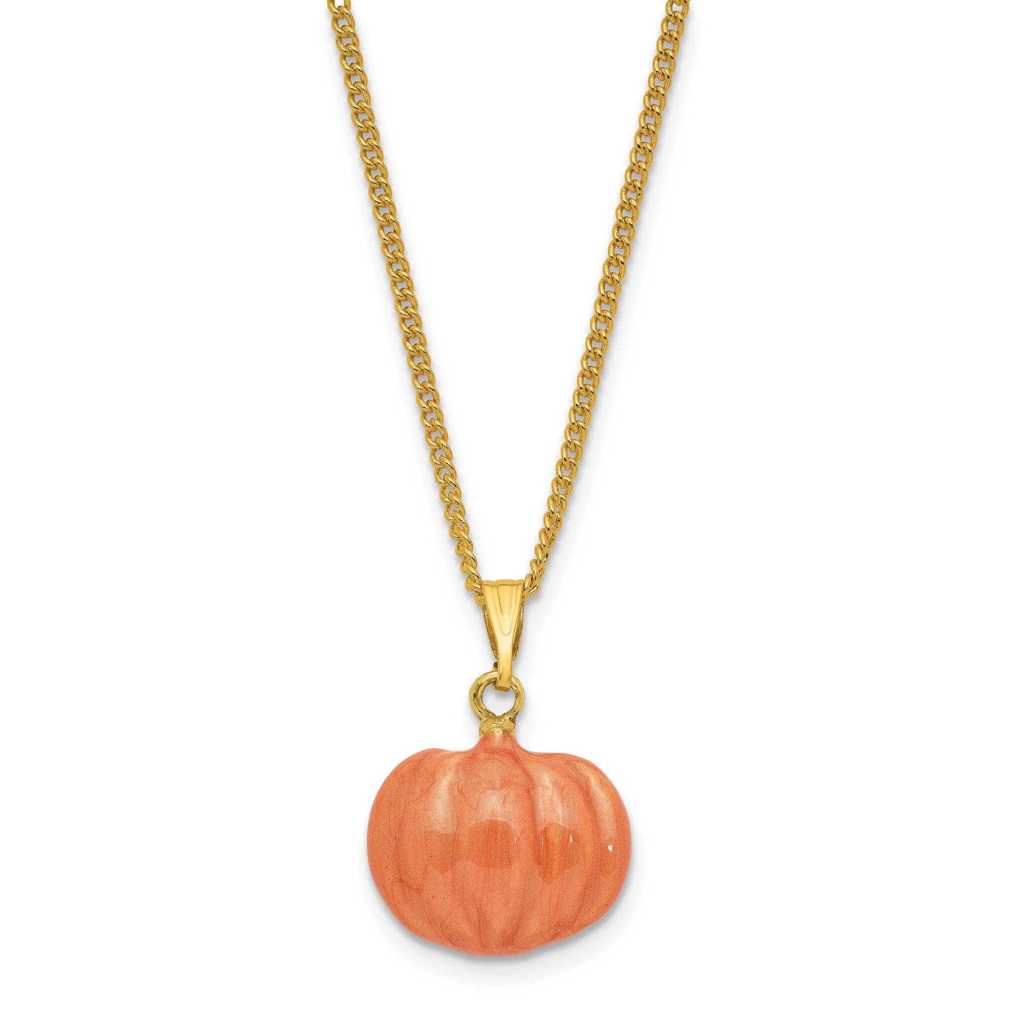 Autumn Pumpkin Trinket Box & Necklace Set in Gold-Tone Pewter