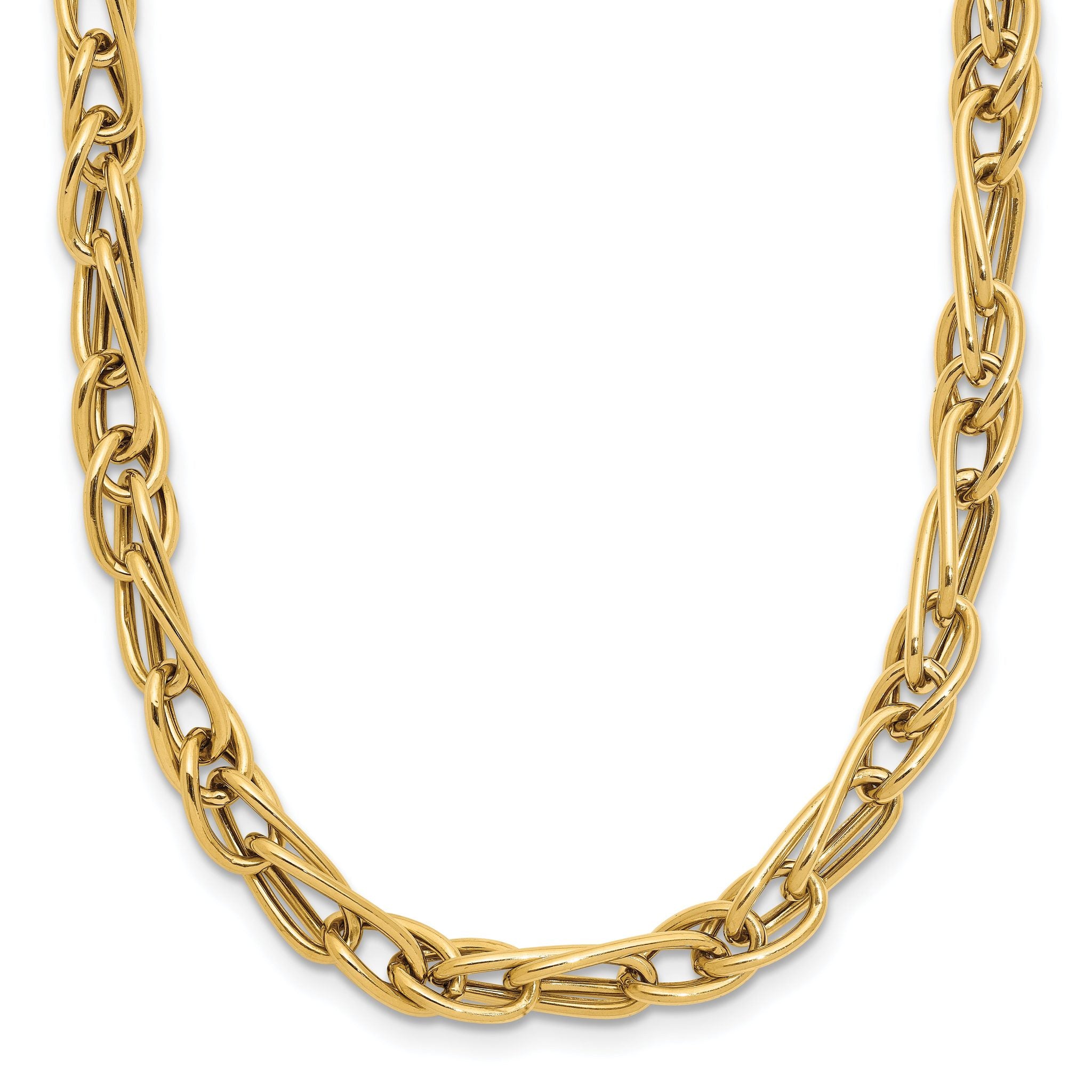 10K Polished Fancy Link w/1in ext. Necklace