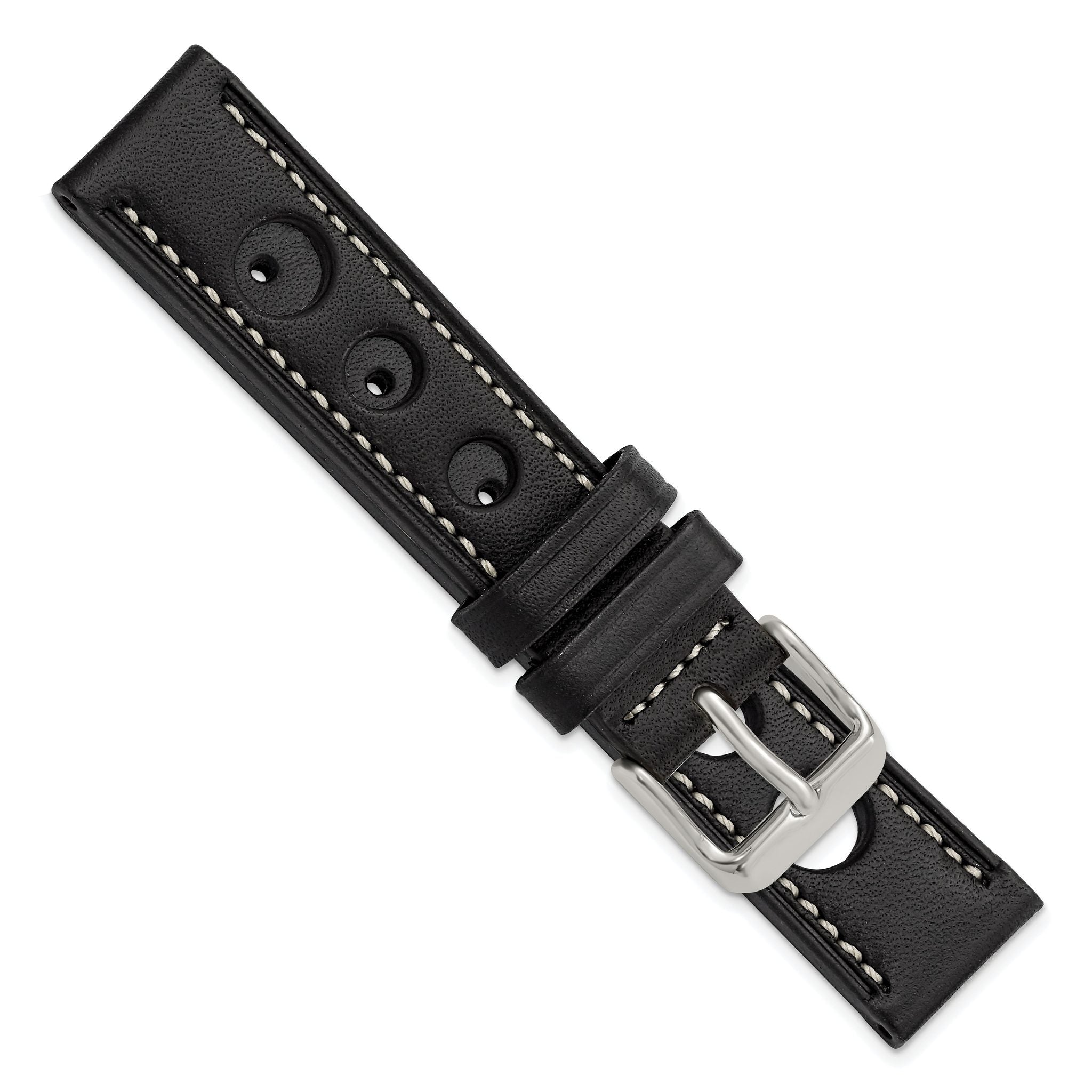 Grand Prix Leather Watch Band in Black, 18mm