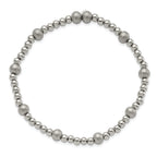 Stainless Steel Polished 4-6mm Sandblasted Beaded Stretch Bracelet for Women