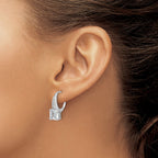 Sterling Shimmer Sterling Silver Rhodium-plated CZ 12 Stone Leverback Earrings