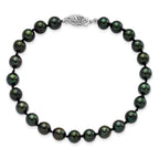 14k White Gold 6-7mm Black Round Akoya Saltwater Cultured Pearl 7 inch Bracelet
