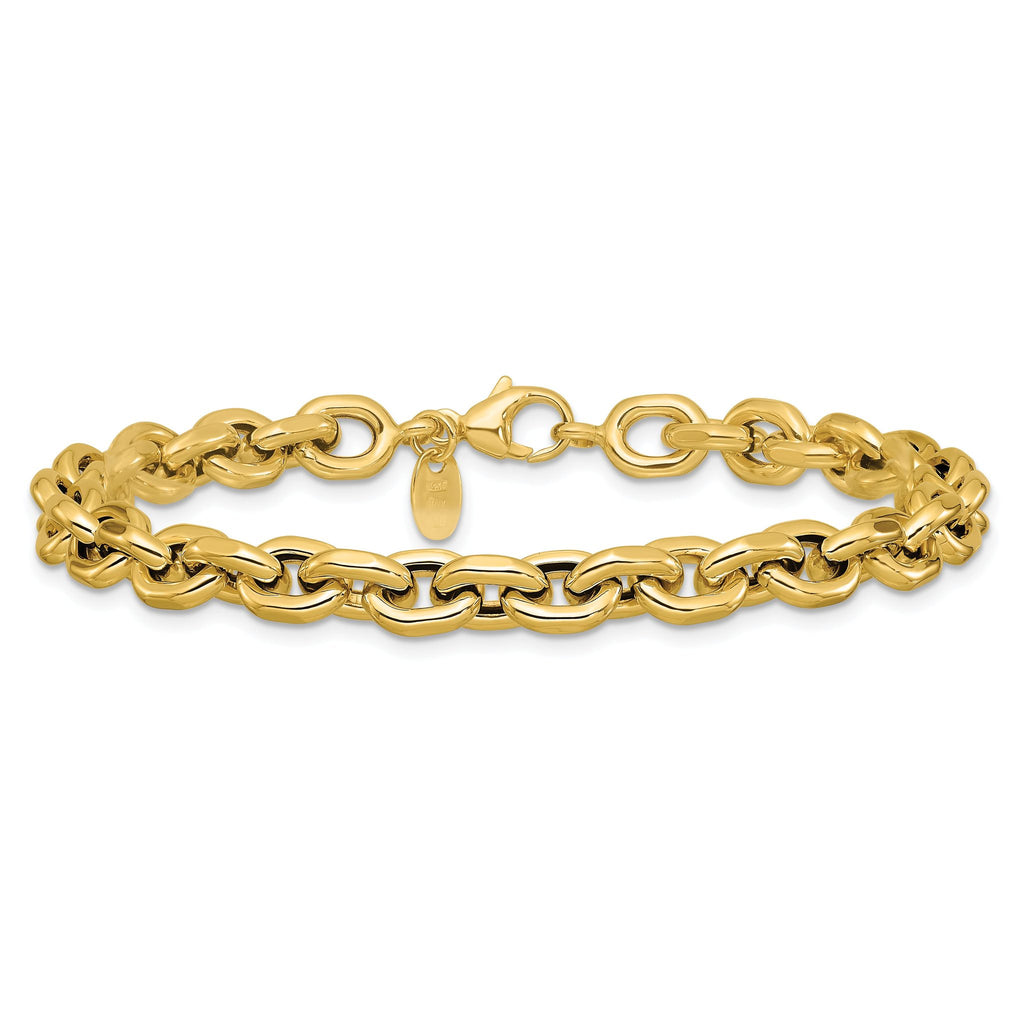 14K Polished 6.5mm Flat Edge Cable Link Bracelet