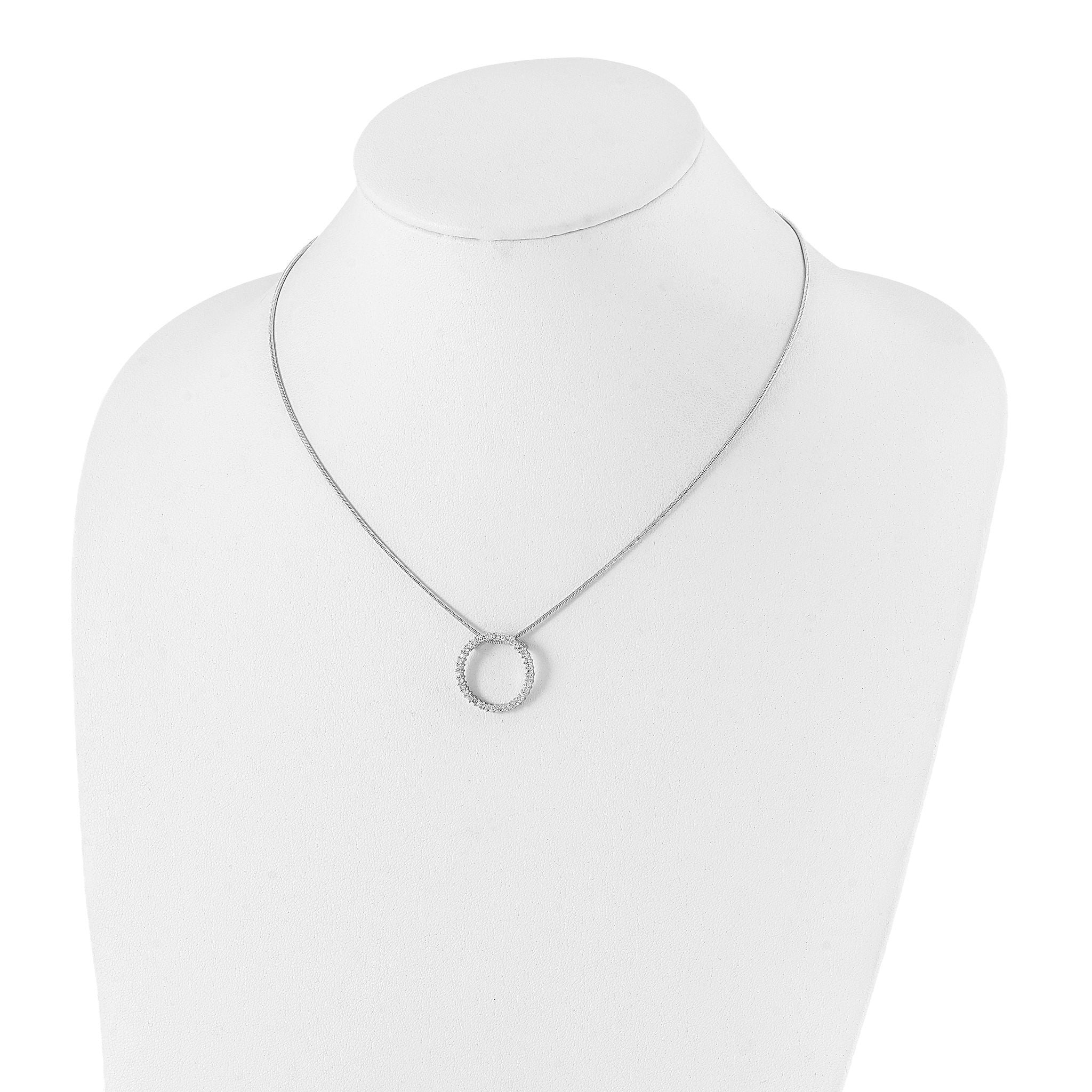 Kelly Waters Rhodium-plated Clear CZ Circle 18 inch Necklace