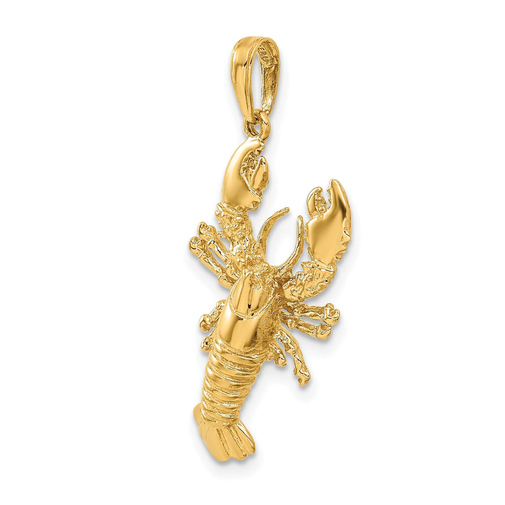 14K Gold Lobster Pendant for Men  Solid Casted Design, 34mm Length