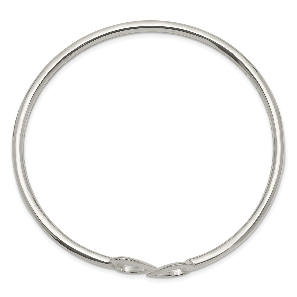 Sterling Silver 925 Women's Heart Cuff Bracelet with Polished Finish