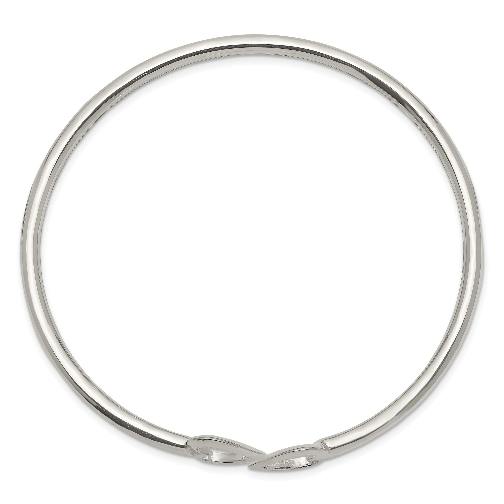 Sterling Silver 925 Women's Heart Cuff Bracelet with Polished Finish