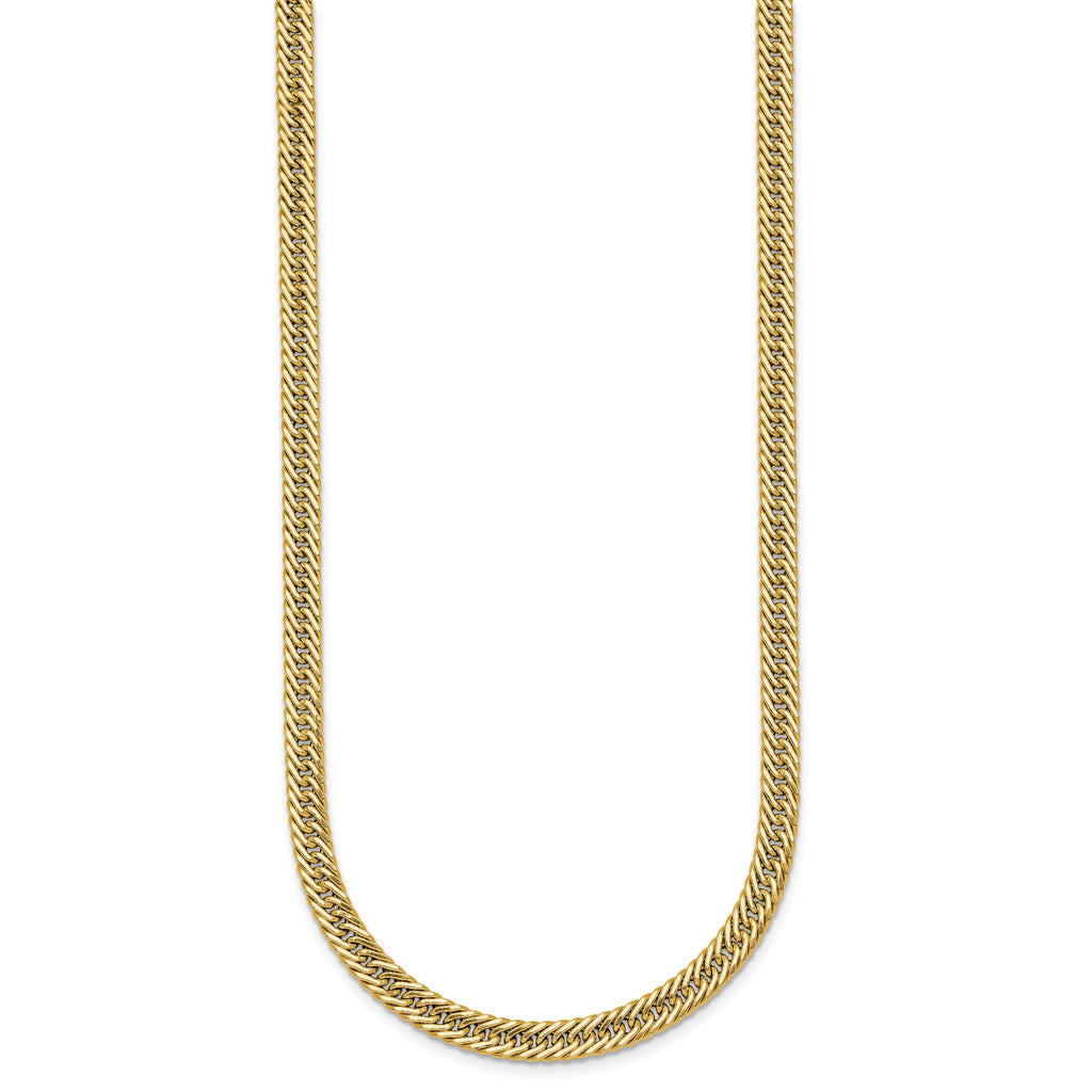 14k Polished Fancy Hollow Curb Link 17 inch Necklace