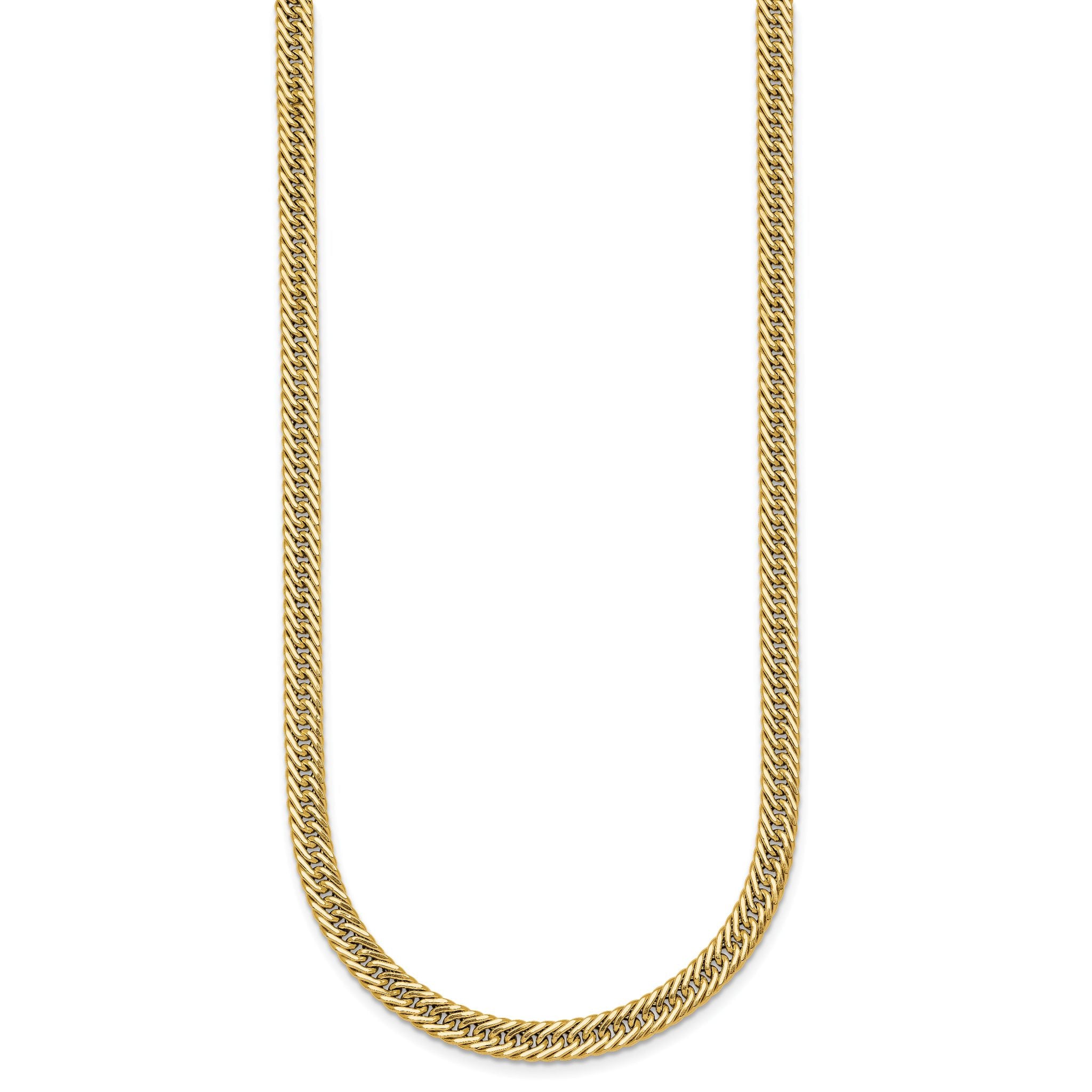 14k Polished Fancy Hollow Curb Link 17 inch Necklace