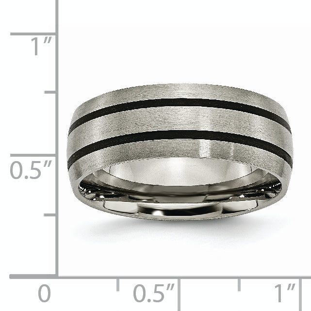 Enameled Wedding Band in Titanium, 8mm Satin Finish