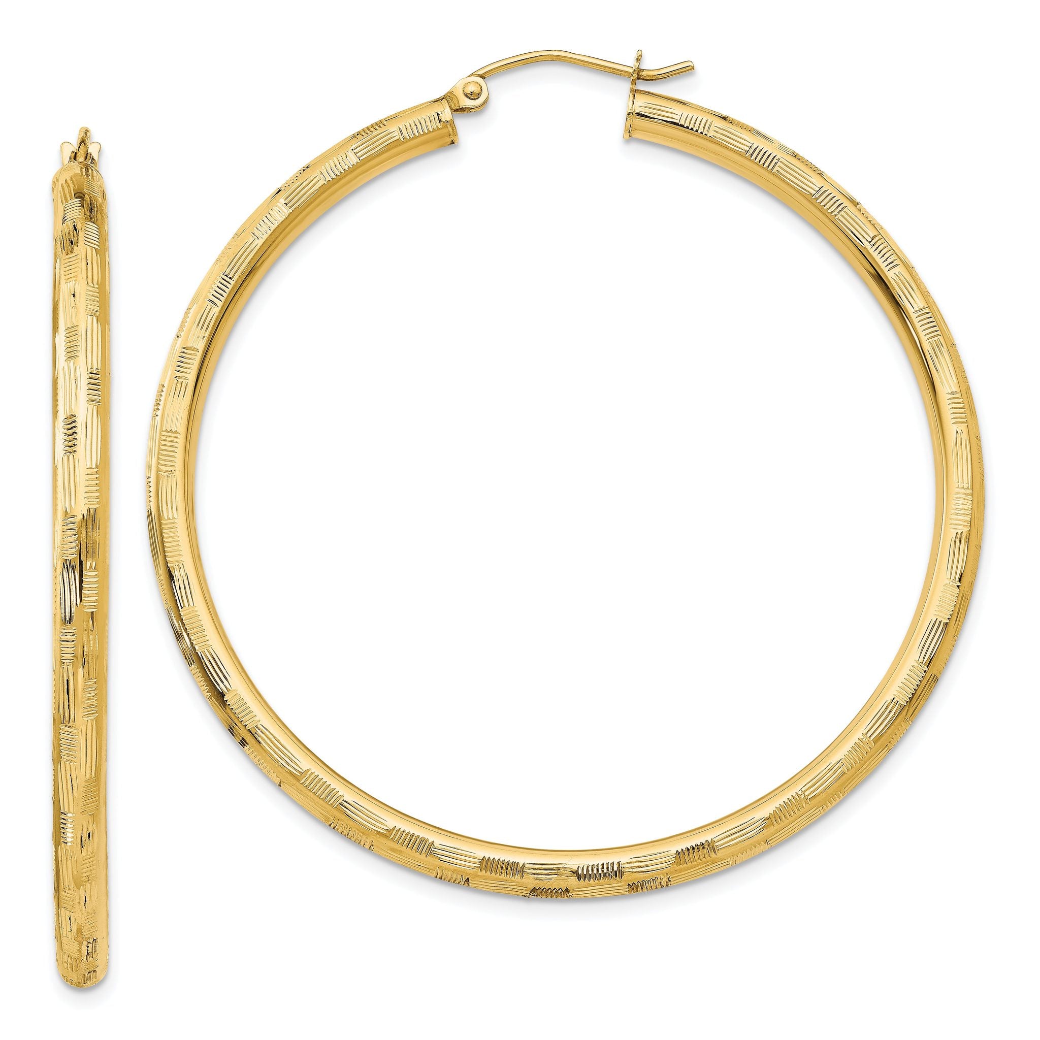 14k Diamond-cut Hoop Earrings Main image