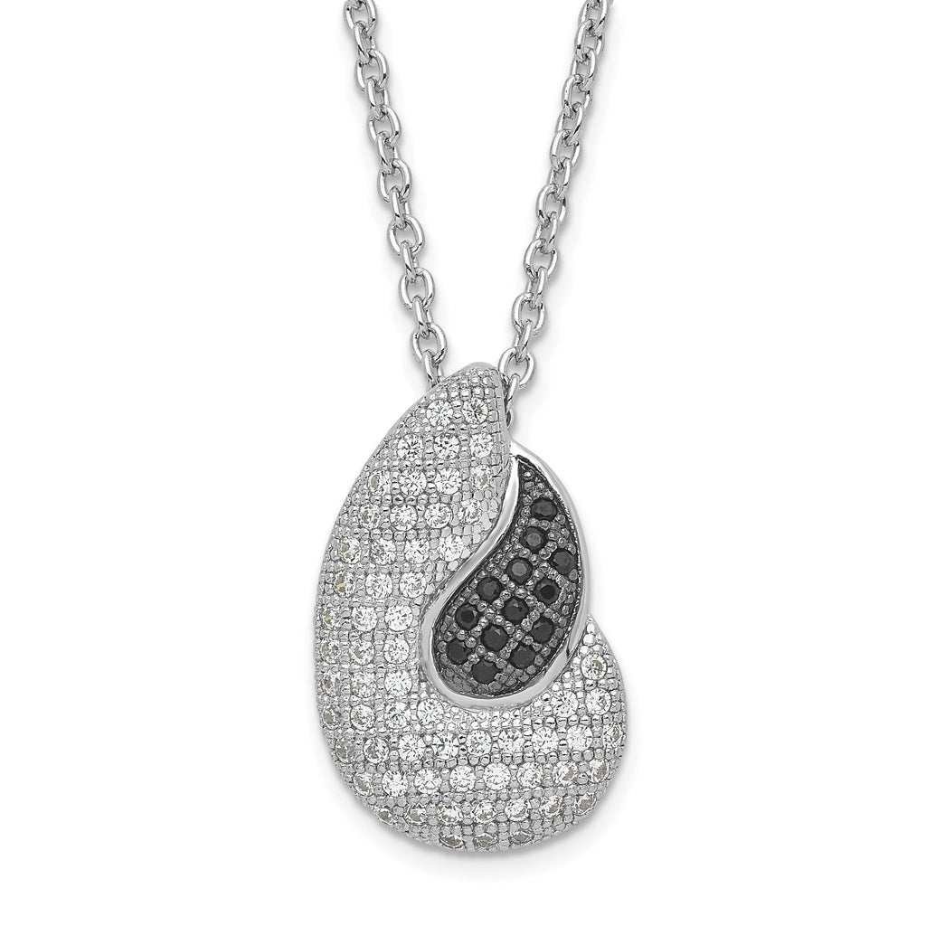 Sterling Silver CZ Teardrop Necklace with True Fire Finish