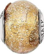 Sophia Jewelers Sterling Silver Polished Glass Bead with Dark Yellow Glitter