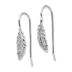 Sophia Jewelers Sterling Silver Diamond Feather Dangle Earrings Gift Ready