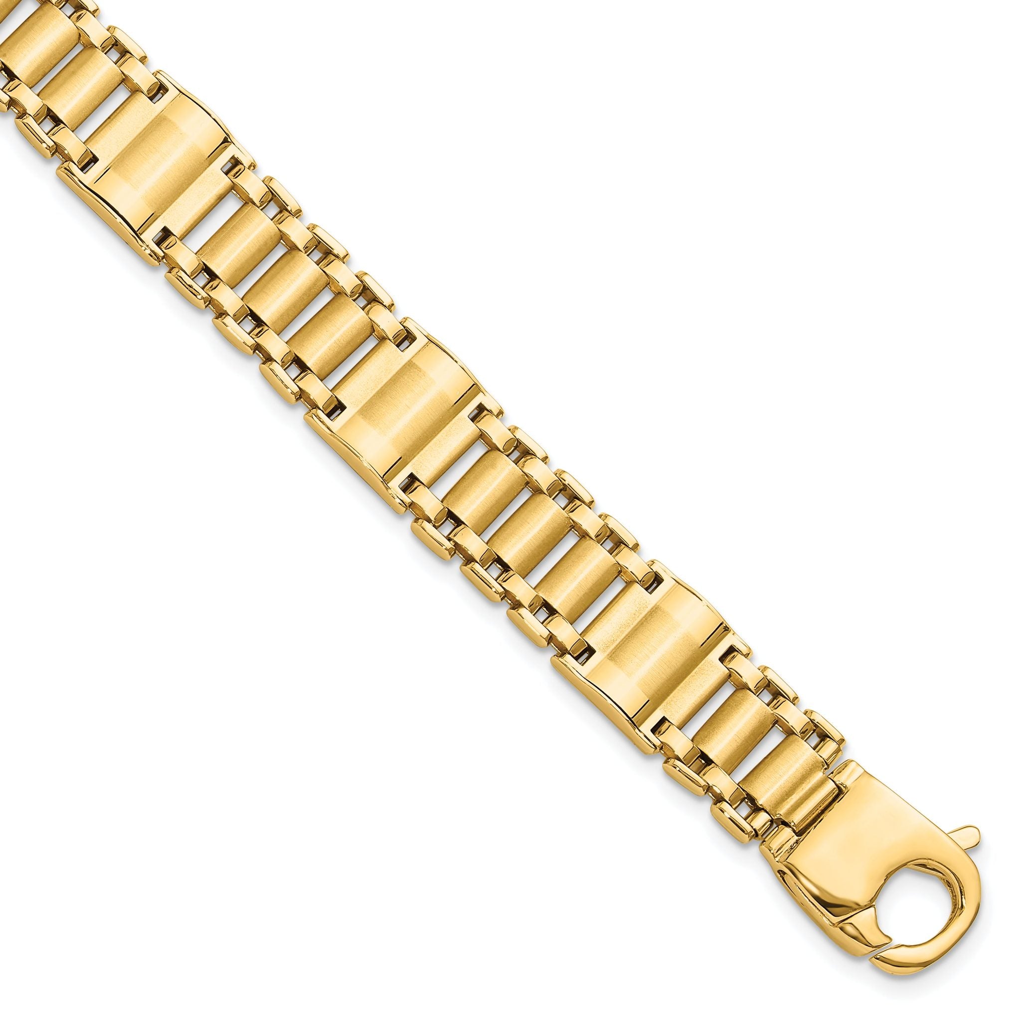 14k Satin & Polished Men's Link Bracelet Main image